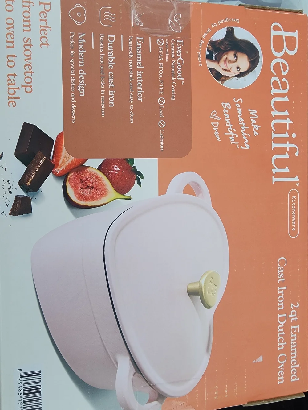 Beautiful By Drew Barrymore Heart-Shaped Cast Iron Casserole - Pink